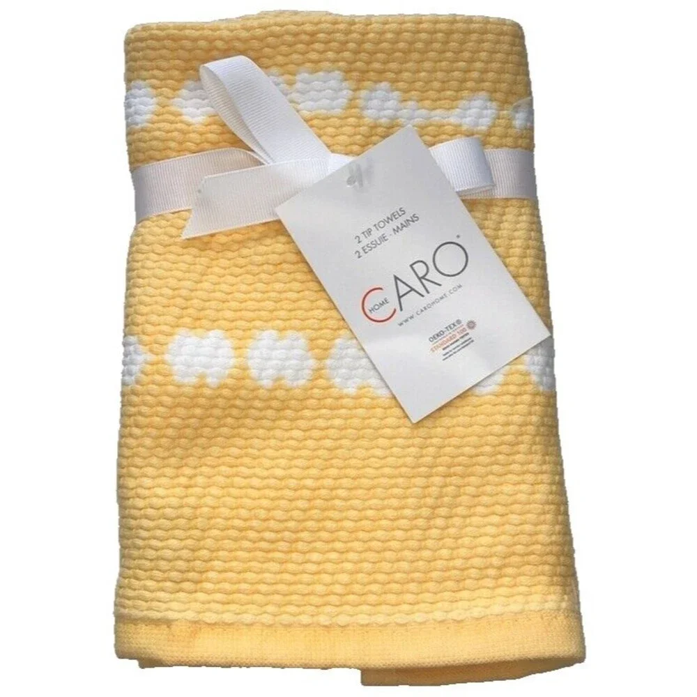 Caro Home Yellow Fingertip Towels Summer Bathroom Easter Spring Set of 2